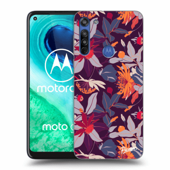 Picasee husă transparentă din silicon pentru Motorola Moto G8 - Purple Leaf