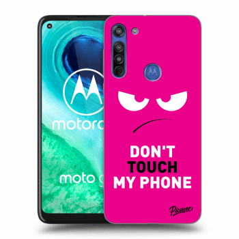 Picasee husă neagră din silicon pentru Motorola Moto G8 - Angry Eyes - Pink