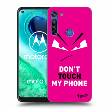Picasee husă neagră din silicon pentru Motorola Moto G8 - Evil Eye - Pink