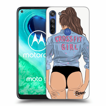 Picasee husă neagră din silicon pentru Motorola Moto G8 - Crossfit girl - nickynellow