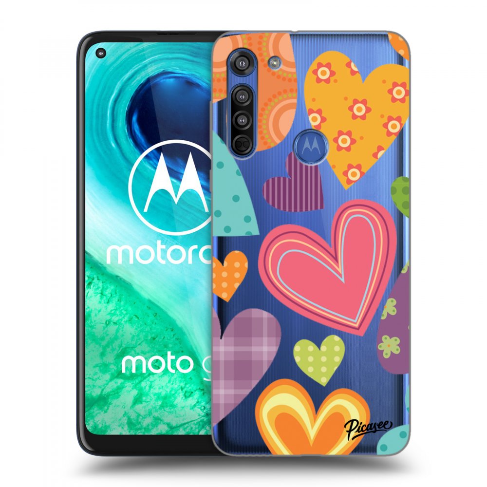 Picasee husă transparentă din silicon pentru Motorola Moto G8 - Colored heart
