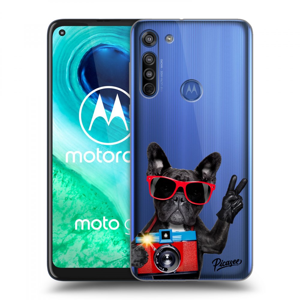 Picasee husă transparentă din silicon pentru Motorola Moto G8 - French Bulldog