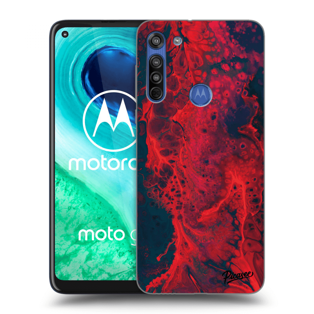 Picasee husă neagră din silicon pentru Motorola Moto G8 - Organic red