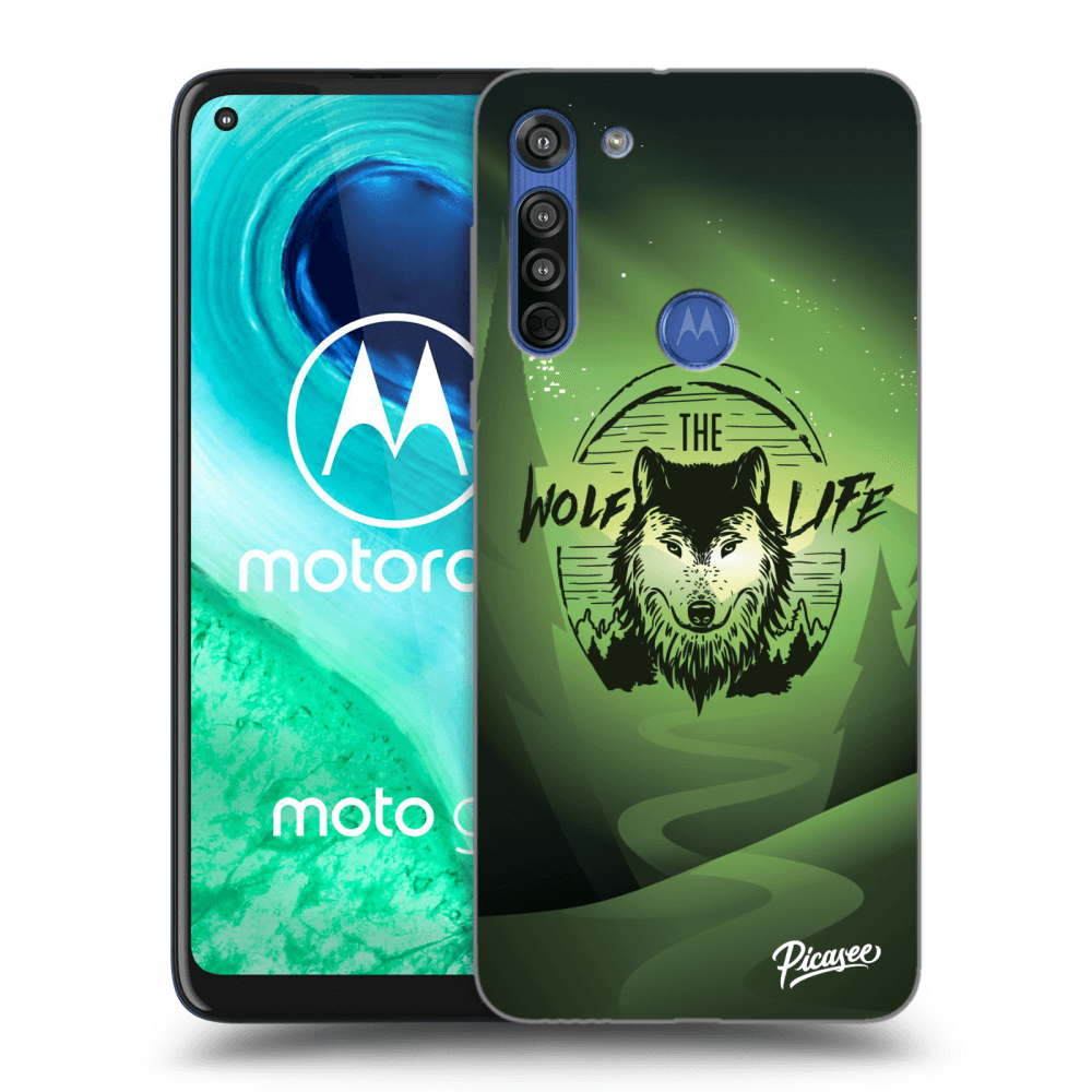 Picasee husă neagră din silicon pentru Motorola Moto G8 - Wolf life