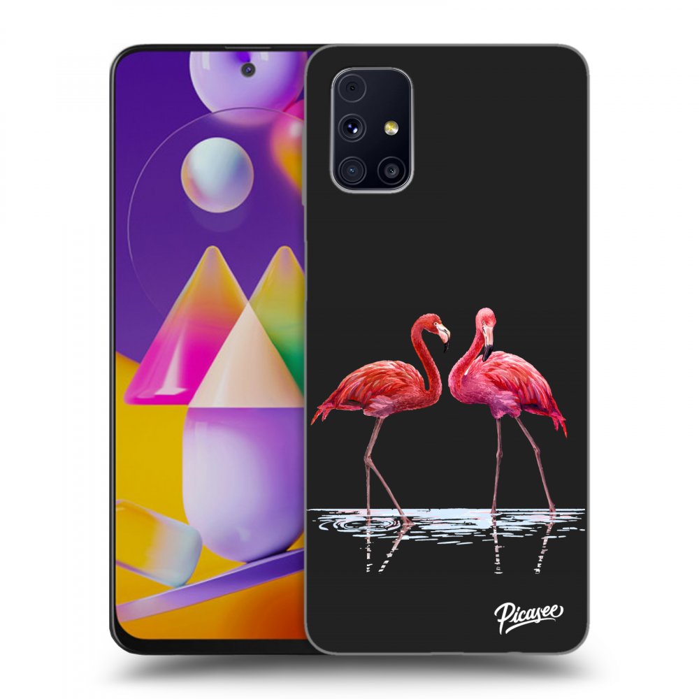 Picasee husă neagră din silicon pentru Samsung Galaxy M31s - Flamingos couple