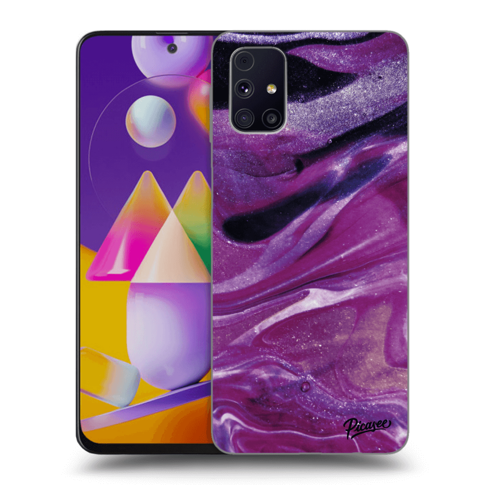 Picasee husă neagră din silicon pentru Samsung Galaxy M31s - Purple glitter