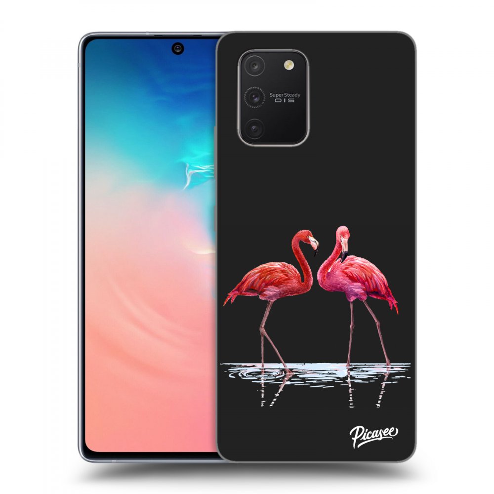 Picasee husă neagră din silicon pentru Samsung Galaxy S10 Lite - Flamingos couple
