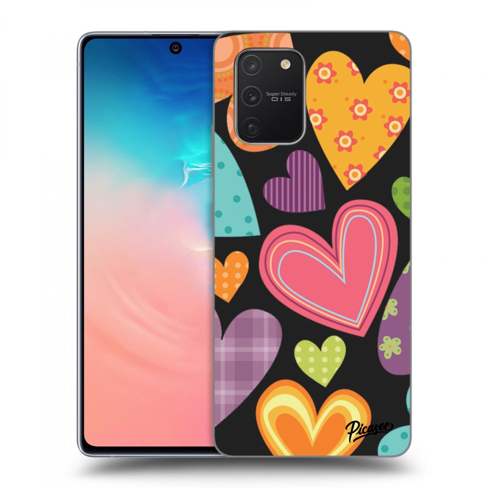 Picasee husă neagră din silicon pentru Samsung Galaxy S10 Lite - Colored heart