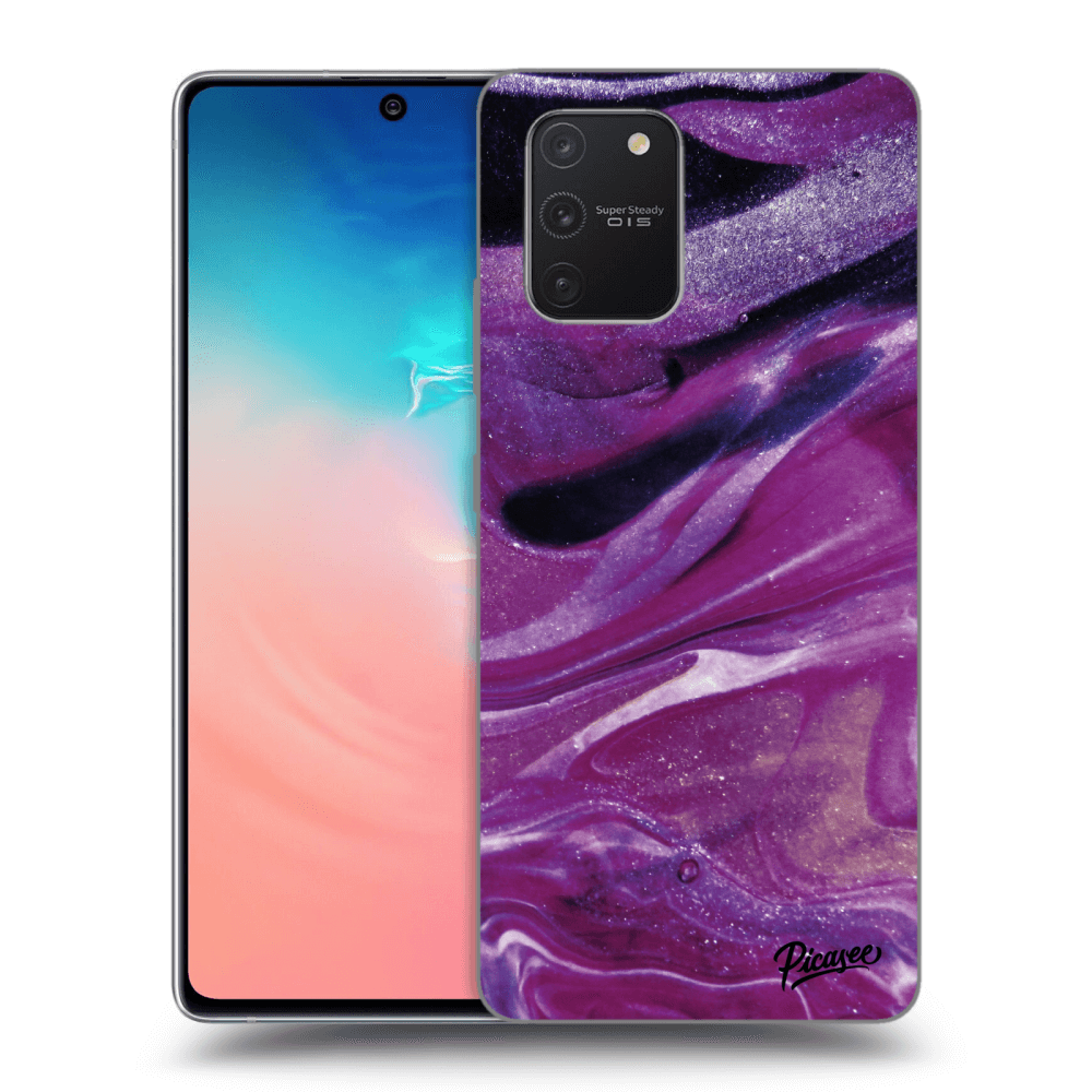 Picasee husă transparentă din silicon pentru Samsung Galaxy S10 Lite - Purple glitter