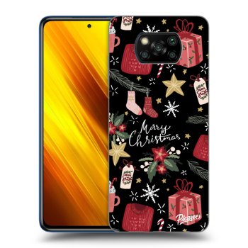 Picasee husă neagră din silicon pentru Xiaomi Poco X3 - Christmas