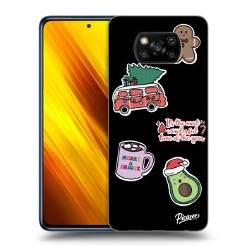 Picasee husă neagră din silicon pentru Xiaomi Poco X3 - Christmas Stickers