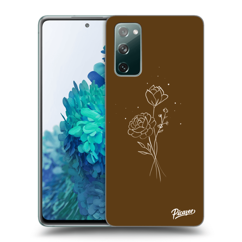 Picasee husă neagră din silicon pentru Samsung Galaxy S20 FE - Brown flowers