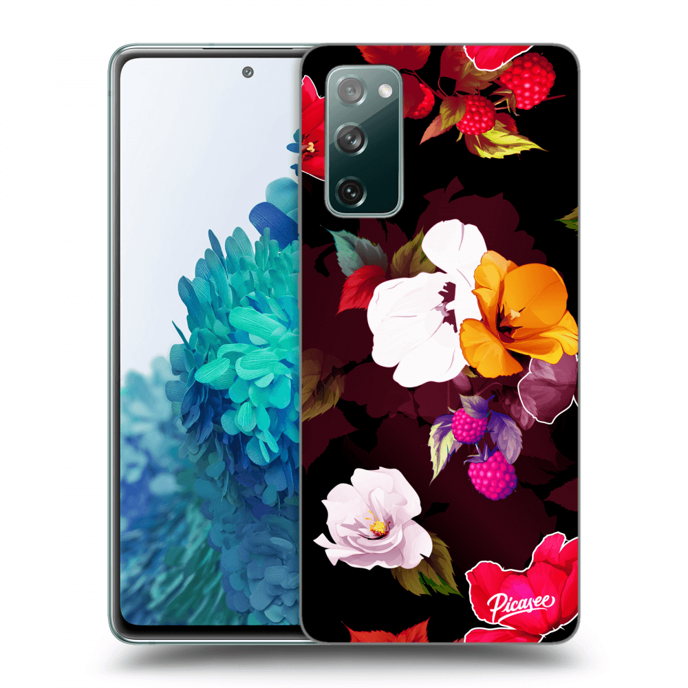 Picasee husă neagră din silicon pentru Samsung Galaxy S20 FE - Flowers and Berries