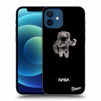 Picasee husă neagră din silicon pentru Apple iPhone 12 - Astronaut Minimal