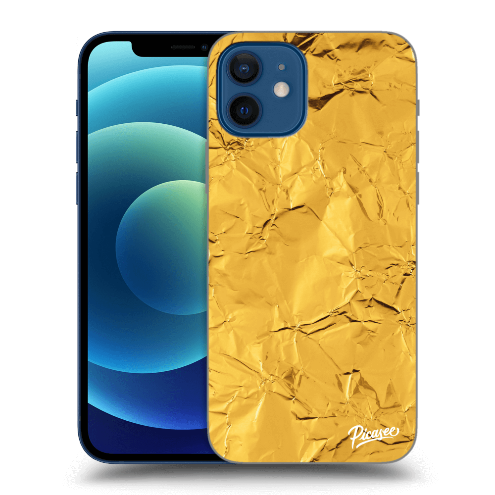 Picasee husă transparentă din silicon pentru Apple iPhone 12 - Gold