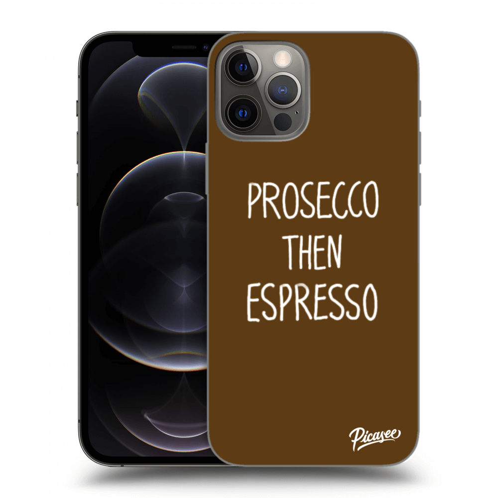 Picasee husă neagră din silicon pentru Apple iPhone 12 Pro - Prosecco then espresso