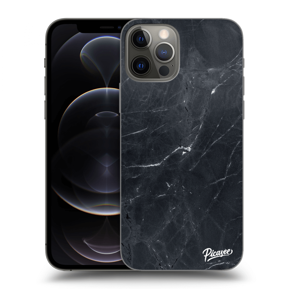 Picasee husă transparentă din silicon pentru Apple iPhone 12 Pro - Black marble