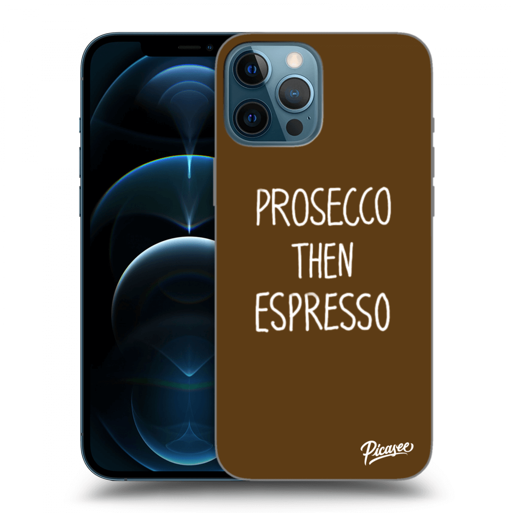 Picasee husă neagră din silicon pentru Apple iPhone 12 Pro Max - Prosecco then espresso