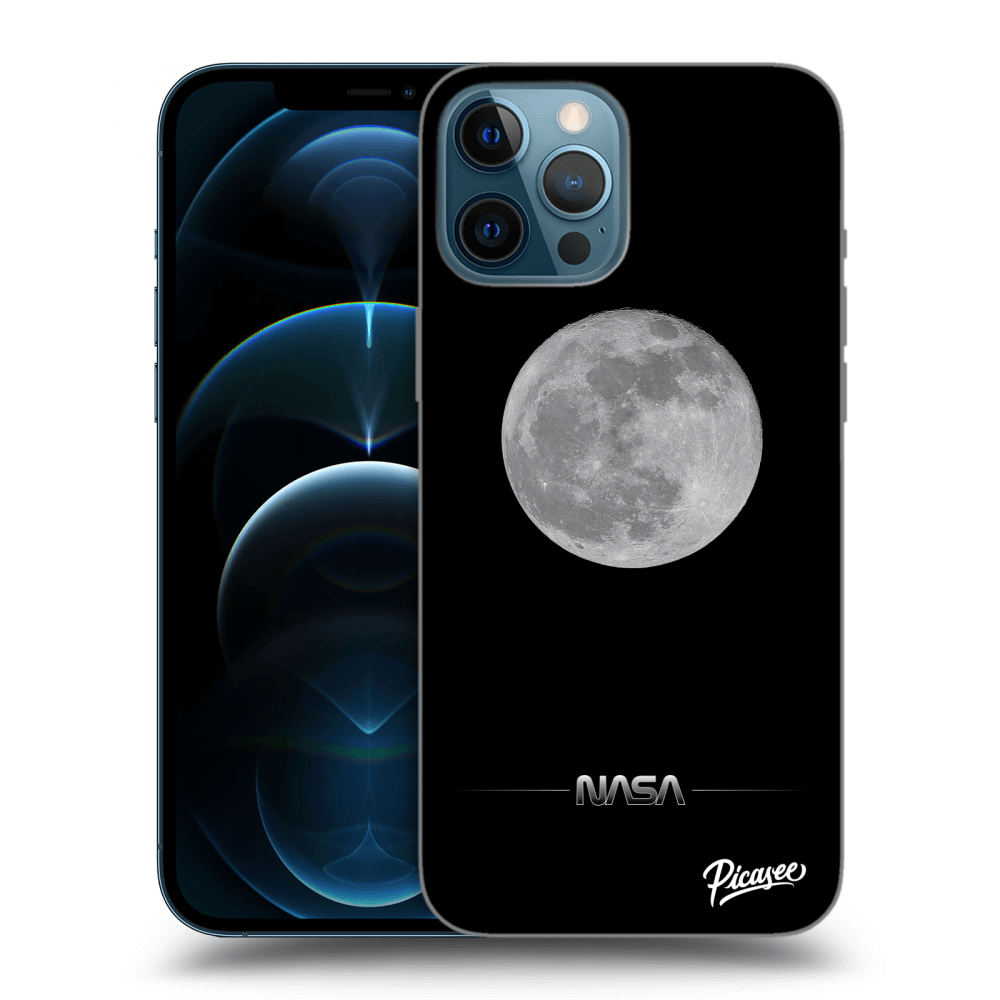 Picasee husă neagră din silicon pentru Apple iPhone 12 Pro Max - Moon Minimal
