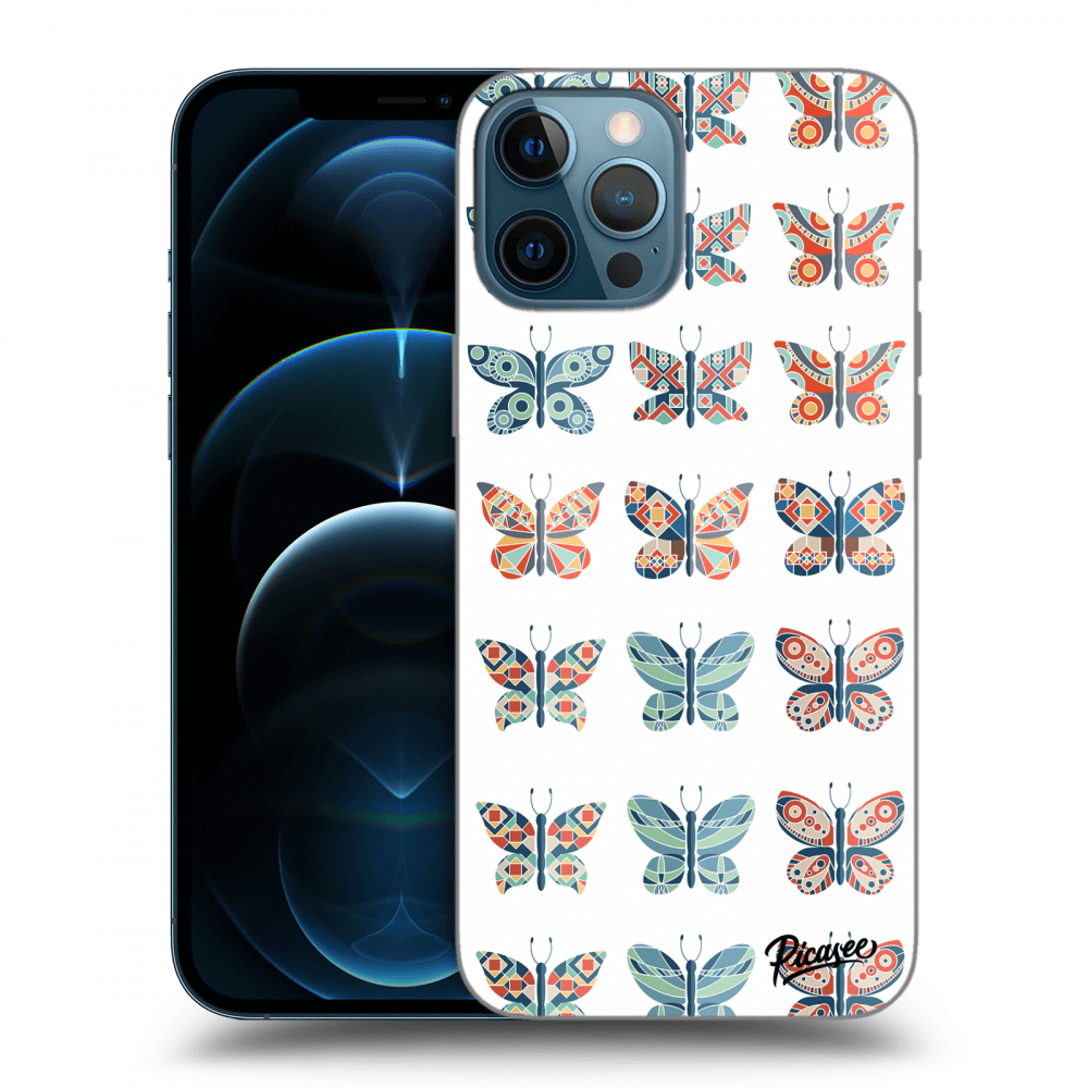 Picasee husă neagră din silicon pentru Apple iPhone 12 Pro Max - Butterflies