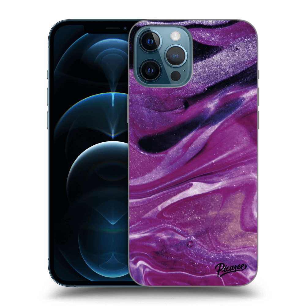 Picasee husă transparentă din silicon pentru Apple iPhone 12 Pro Max - Purple glitter
