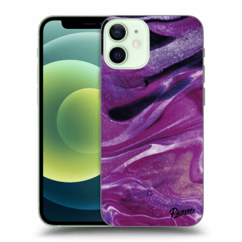 Picasee husă transparentă din silicon pentru Apple iPhone 12 mini - Purple glitter
