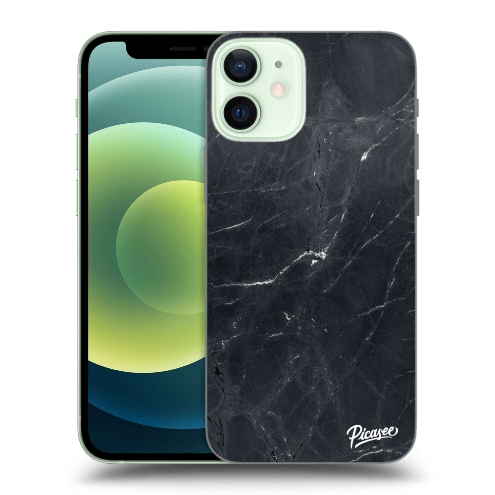 Picasee husă transparentă din silicon pentru Apple iPhone 12 mini - Black marble