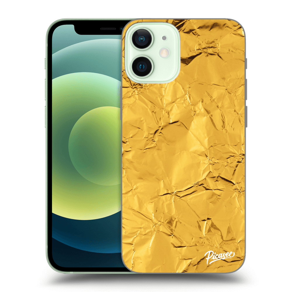 Picasee husă transparentă din silicon pentru Apple iPhone 12 mini - Gold