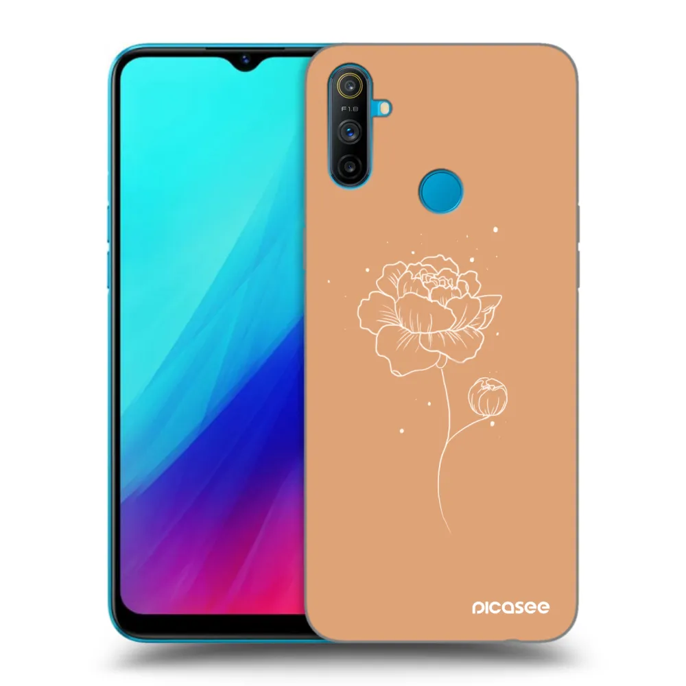 Picasee husă neagră din silicon pentru Realme C3 - Peonies