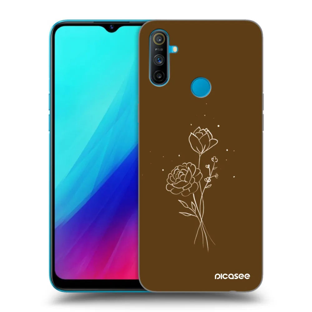 Picasee husă neagră din silicon pentru Realme C3 - Brown flowers