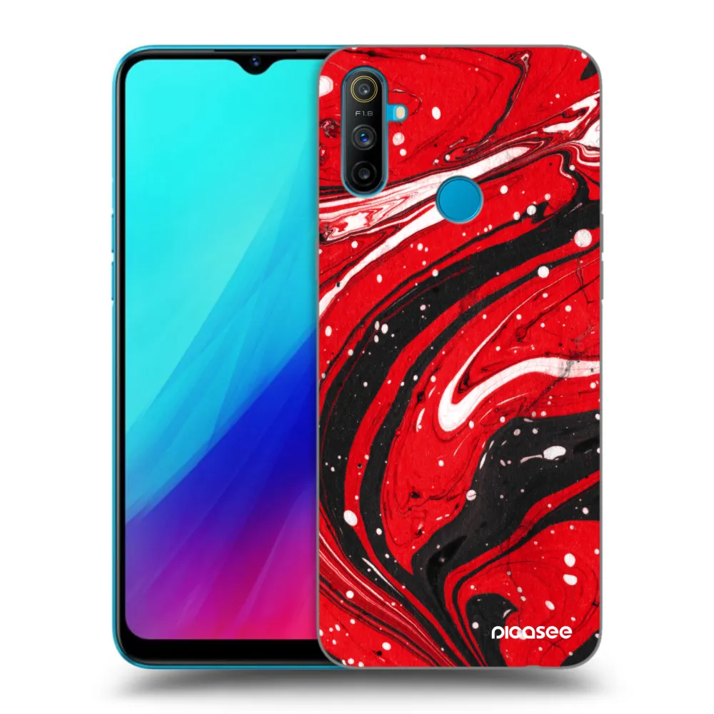 Picasee husă neagră din silicon pentru Realme C3 - Red black