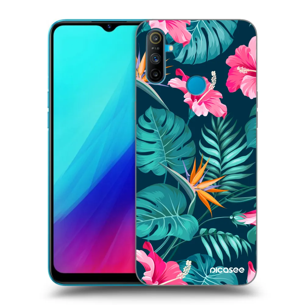 Picasee husă neagră din silicon pentru Realme C3 - Pink Monstera