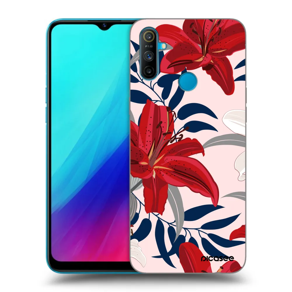 Picasee husă neagră din silicon pentru Realme C3 - Red Lily
