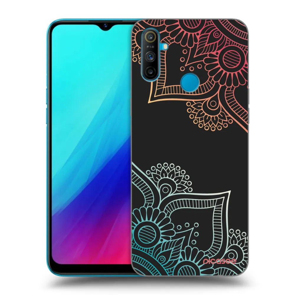 Picasee husă neagră din silicon pentru Realme C3 - Flowers pattern
