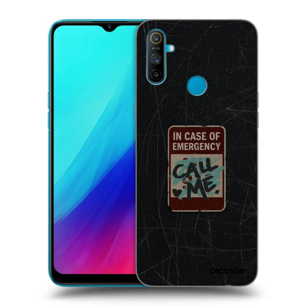 Picasee husă neagră din silicon pentru Realme C3 - EMERGENCY