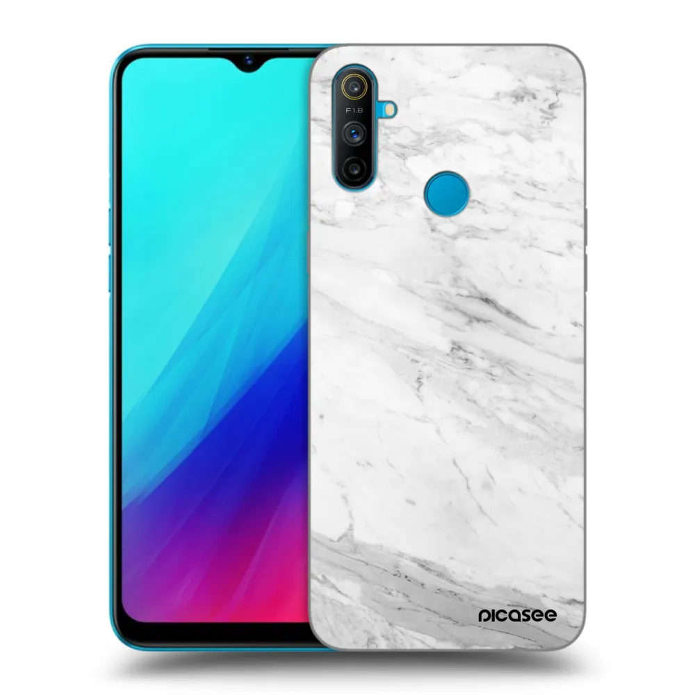 Picasee husă neagră din silicon pentru Realme C3 - White marble