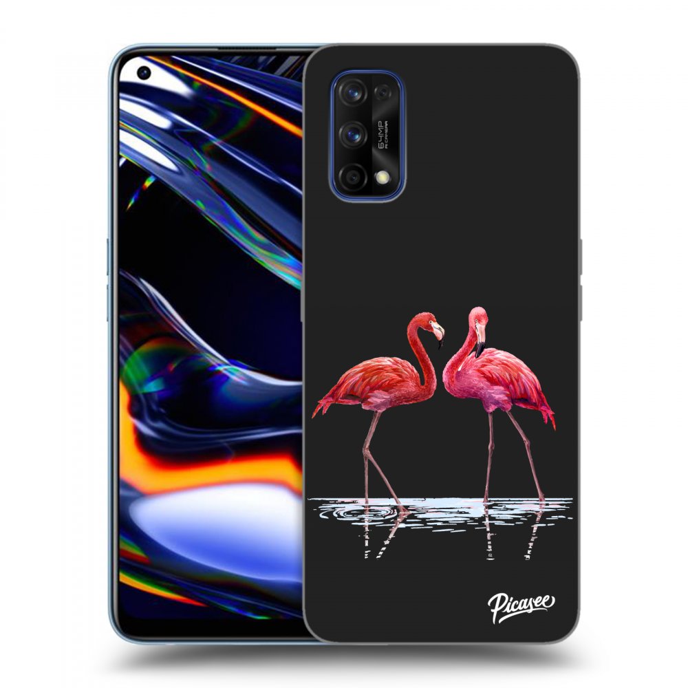Picasee husă neagră din silicon pentru Realme 7 Pro - Flamingos couple