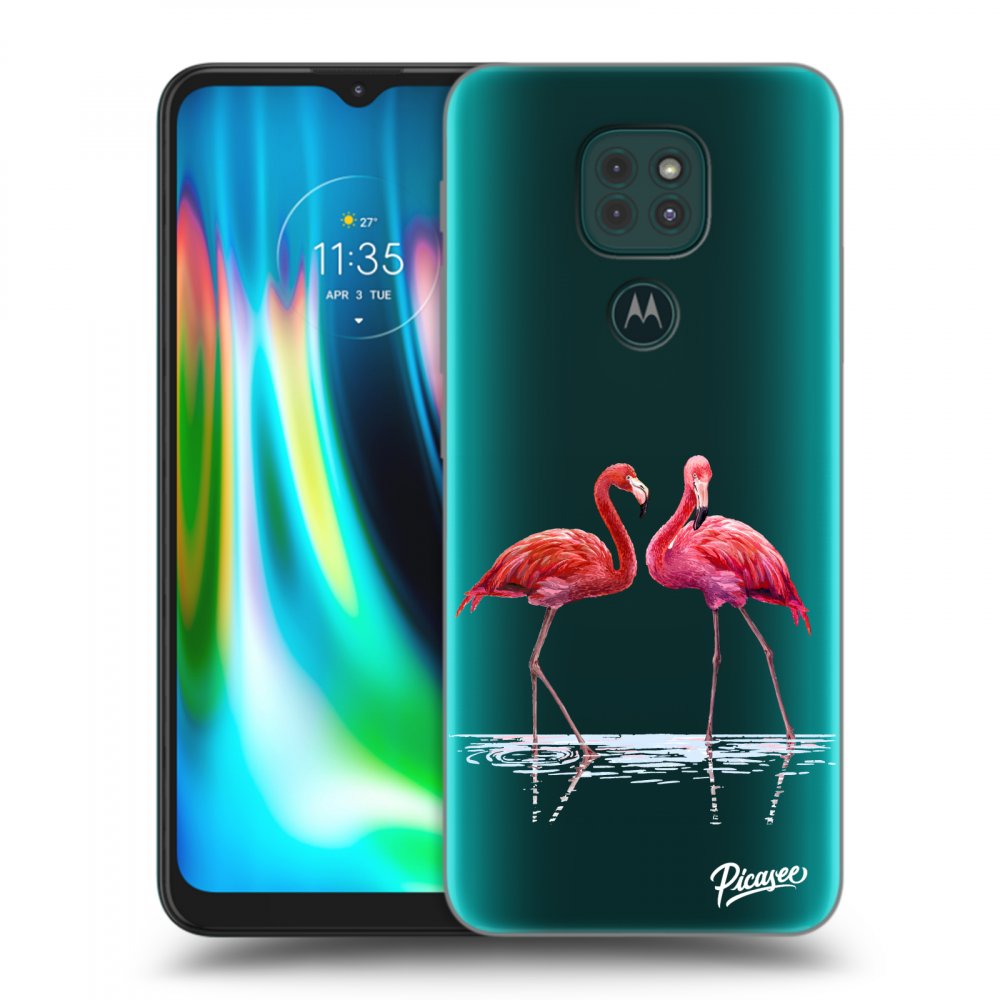 Picasee husă transparentă din silicon pentru Motorola Moto G9 Play - Flamingos couple