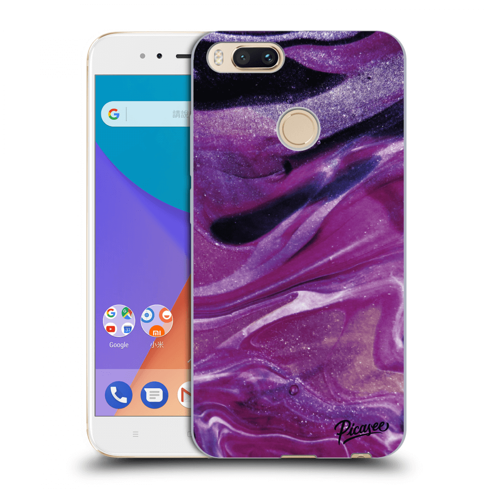 Picasee husă transparentă din silicon pentru Xiaomi Mi A1 Global - Purple glitter