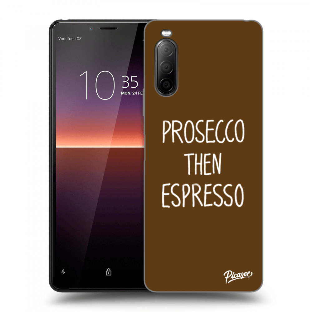 Picasee husă neagră din silicon pentru Sony Xperia 10 II - Prosecco then espresso