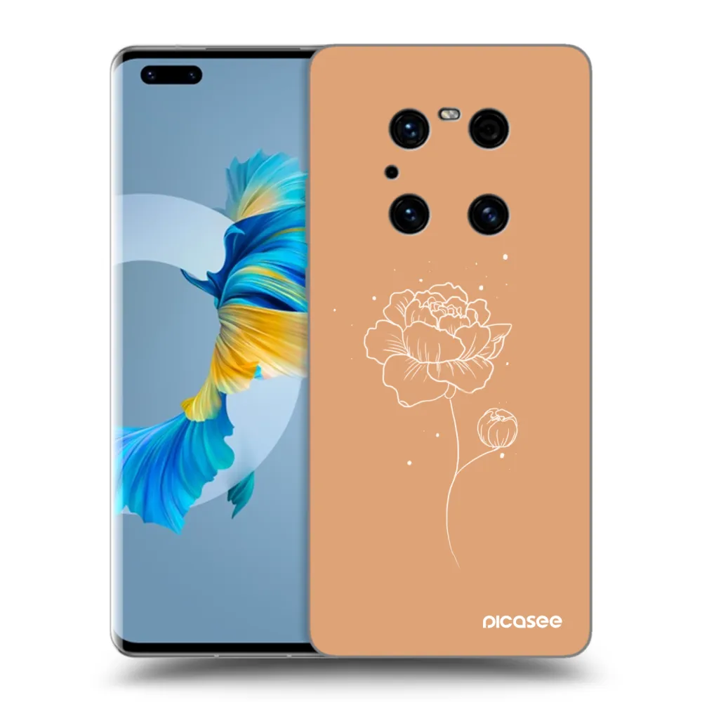 Picasee husă neagră din silicon pentru Huawei Mate 40 Pro - Peonies