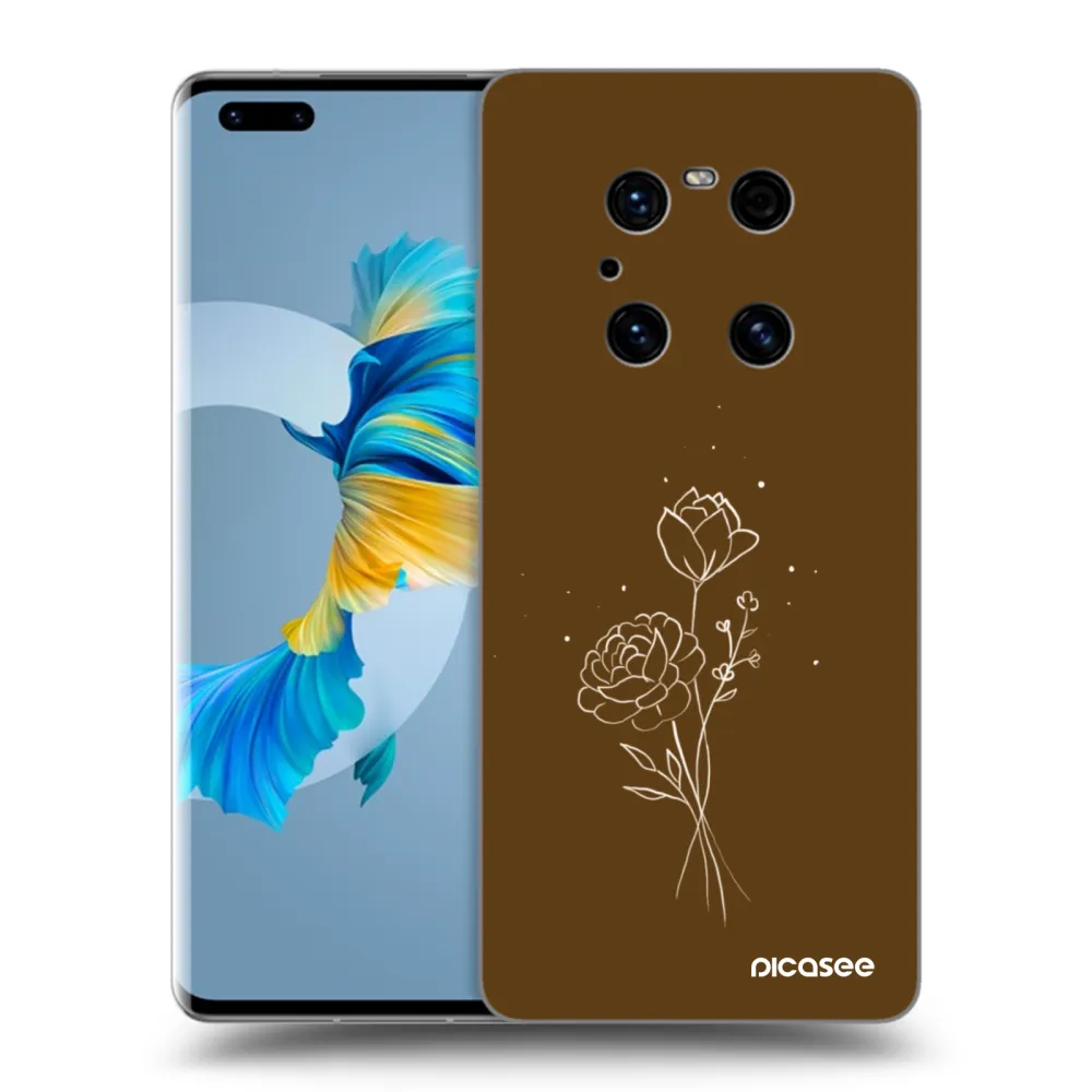 Picasee husă neagră din silicon pentru Huawei Mate 40 Pro - Brown flowers