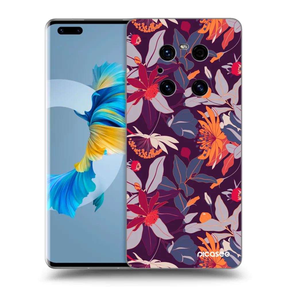 Picasee husă neagră din silicon pentru Huawei Mate 40 Pro - Purple Leaf