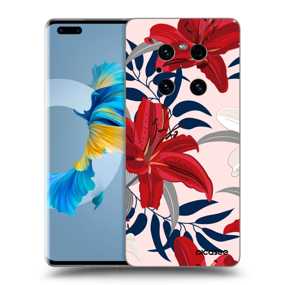Picasee husă neagră din silicon pentru Huawei Mate 40 Pro - Red Lily