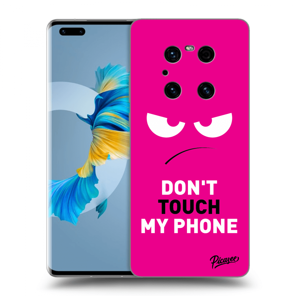Picasee husă neagră din silicon pentru Huawei Mate 40 Pro - Angry Eyes - Pink
