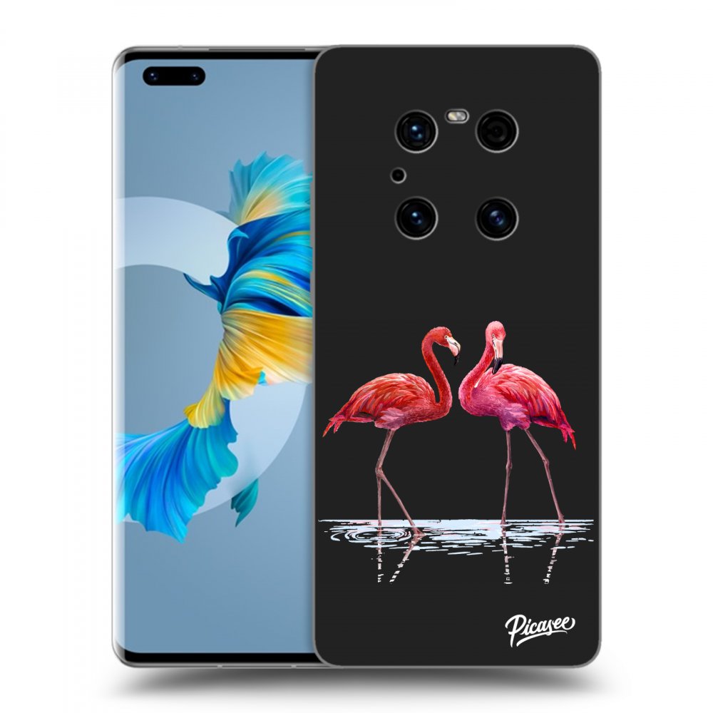 Picasee husă neagră din silicon pentru Huawei Mate 40 Pro - Flamingos couple