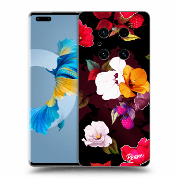 Picasee husă neagră din silicon pentru Huawei Mate 40 Pro - Flowers and Berries