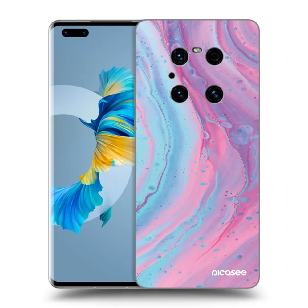 Picasee husă neagră din silicon pentru Huawei Mate 40 Pro - Pink liquid