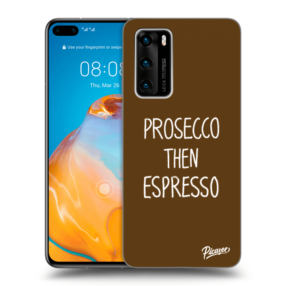 Picasee husă neagră din silicon pentru Huawei P40 - Prosecco then espresso