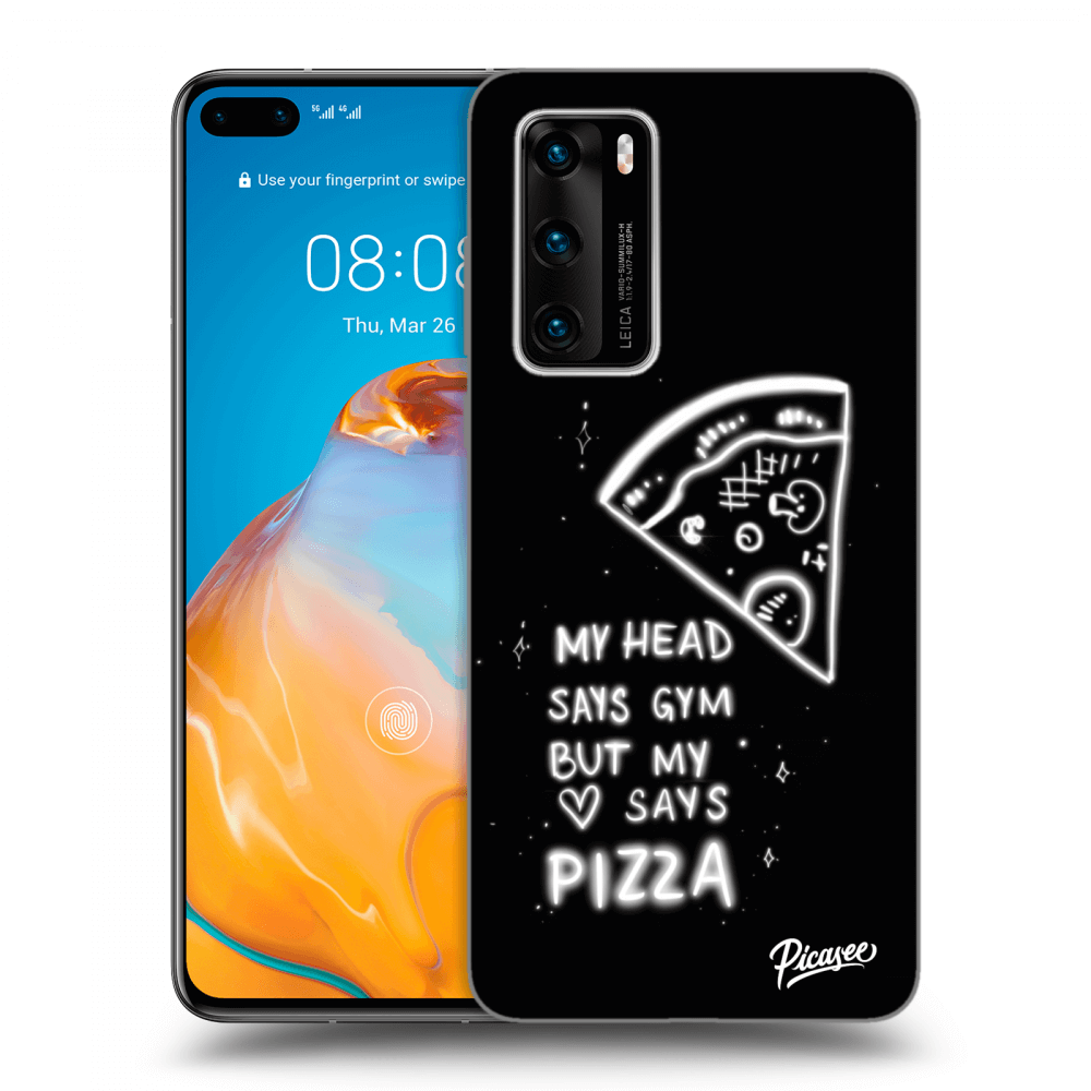 Picasee husă neagră din silicon pentru Huawei P40 - Pizza